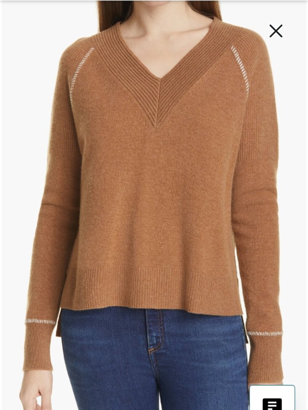 Veronica Beard Preta V-neck 100% cashmere sweater.